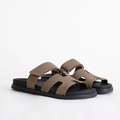 CHYPRE SANDALS EPSOM LEATHER ETOUPE - 1