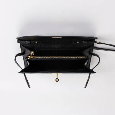 KELLY TO GO CHEVRE LEATHER NOIR (BLACK) WITH GOLD HARDWARE (GHW) - 3