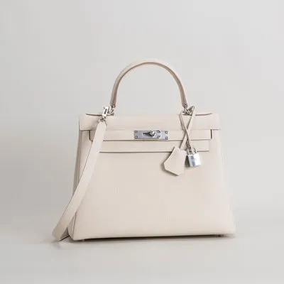 KELLY 28 TOGO LEATHER CRAIE WITH PALLADIUM HARDWARE (PHW) - 2