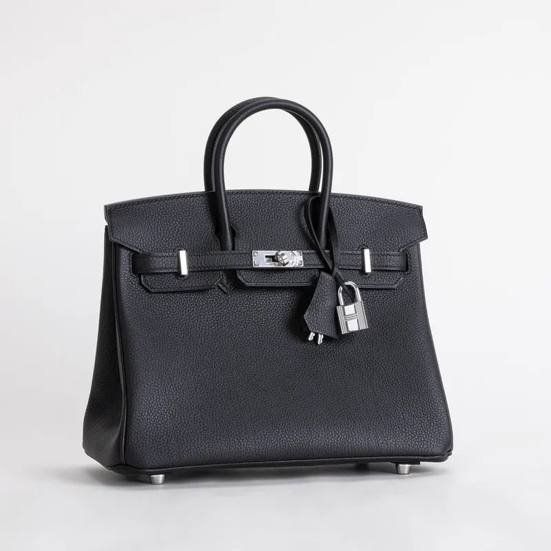 BIRKIN 25 TOGO LEATHER NOIR (BLACK) WITH PALLADIUM HARDWARE (PHW) - 2