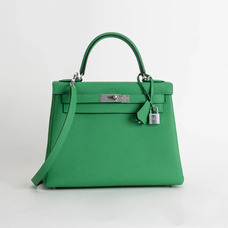 KELLY 28 TOGO LEATHER BAMBOO (GREEN) WITH PALLADIUM HARDWARE (PHW) - 2