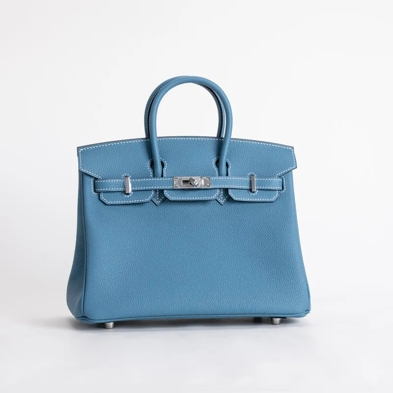 BIRKIN 25 TOGO LEATHER BLEU JEAN WITH PALLADIUM HARDWARE (PHW) - 2