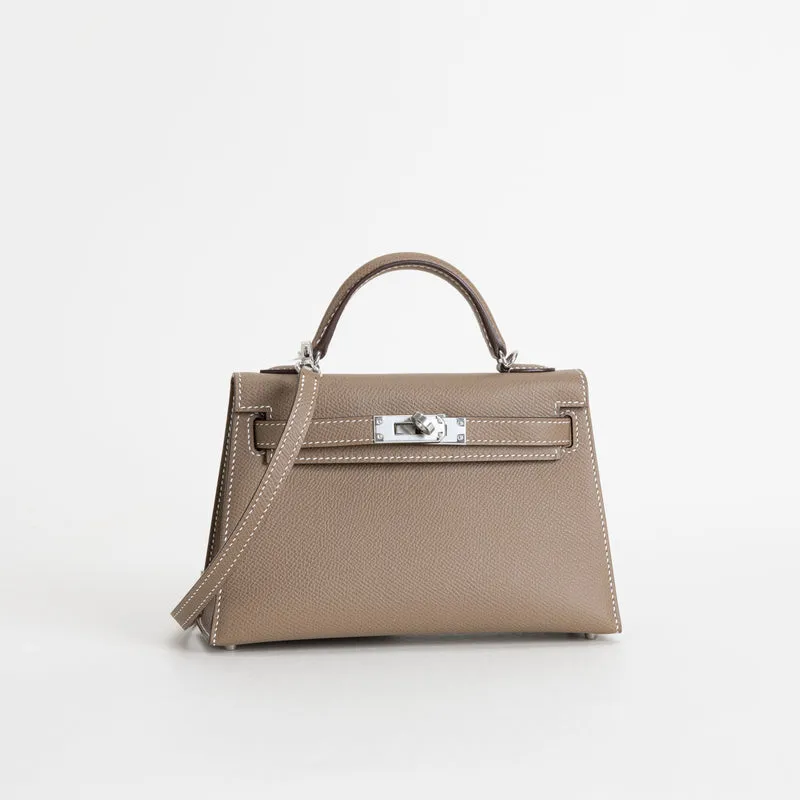 MINI KELLY II (20) EPSOM LEATHER ETOUPE WITH PALLADIUM HARDWARE (PHW) - 2