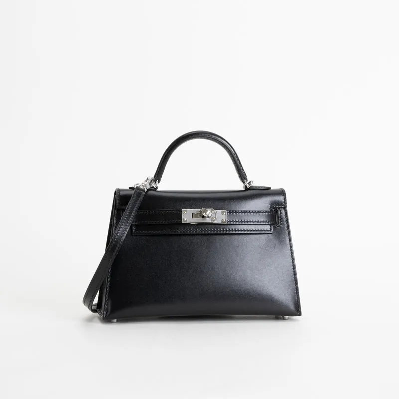MINI KELLY II (20) BLACK BOX CALF LEATHER WITH PALLADIUM HARDWARE (PHW) - 2