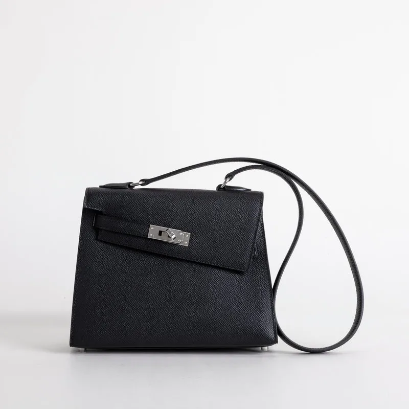 KELLY DESORDRE EPSOM LEATHER NOIR (BLACK) WITH PALLADIUM HARDWARE (PHW) - 2