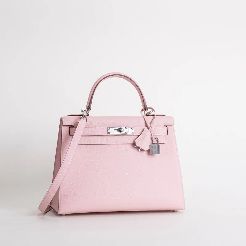 KELLY 28 EPSOM LEATHER ROSE SAKURA WITH PALLADIUM HARDWARE (PHW) - 2