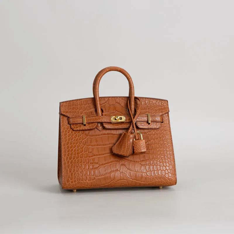 BIRKIN 20 (SELLIER SHAPE) MATTE MISSISSIPPIENSIS ALLIGATOR LEATHER GOLD WITH GOLD HARDWARE (GHW) - 2