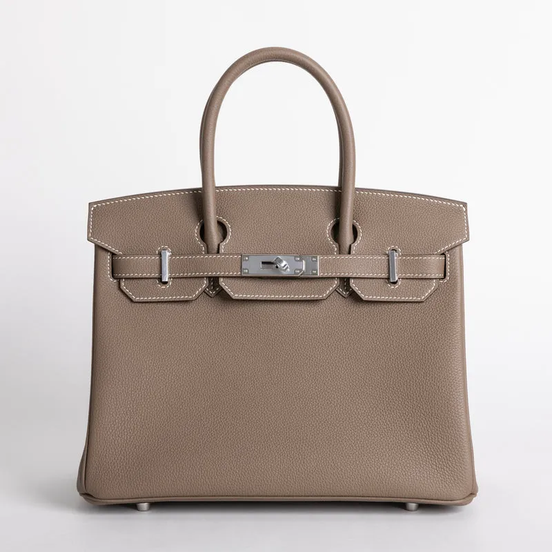 BIRKIN 30 TOGO LEATHER ETOUPE WITH PALLADIUM HARDWARE (PHW) - 1