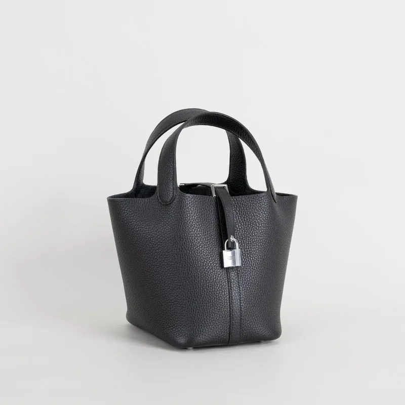 PICOTIN 18 LOCK CLEMENCE LEATHER NOIR (BLACK) WITH PALLADIUM HARDWARE (PHW) - 2