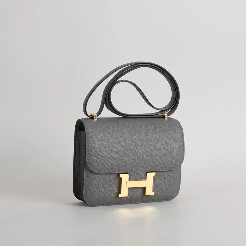 CONSTANCE 18 (MINI) EPSOM LEATHER GRIS MEYER WITH GOLD HARDWARE (GHW) - 2