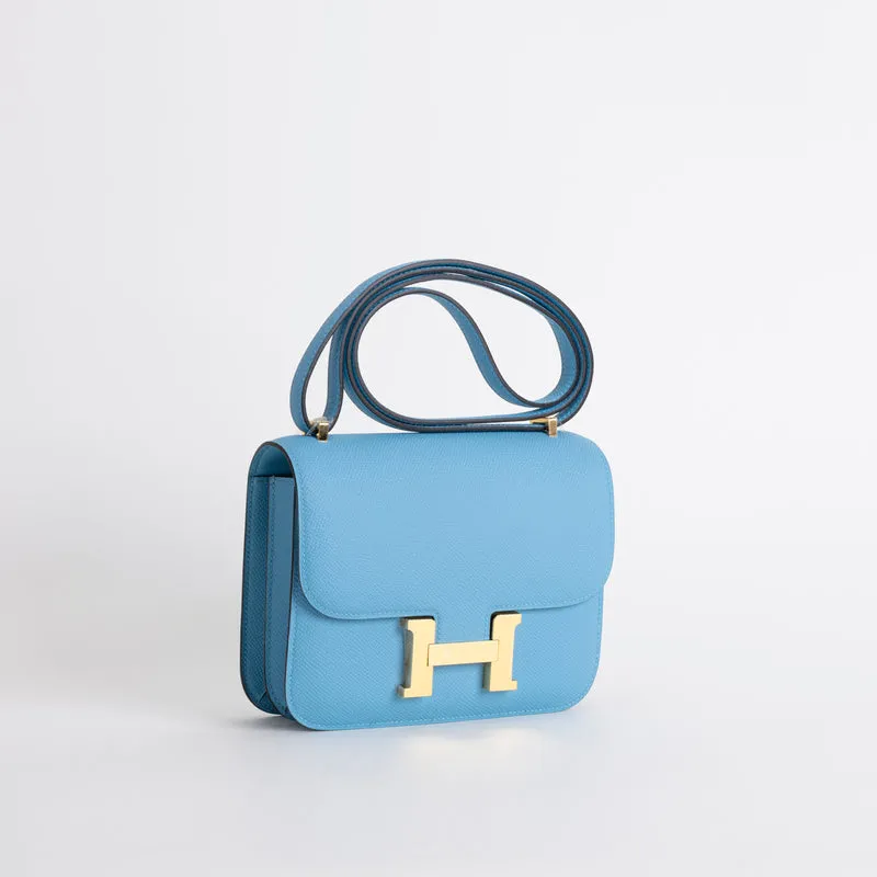 CONSTANCE 18 (MINI) EPSOM LEATHER BLEU DU NORD WITH GOLD HARDWARE (GHW) - 2