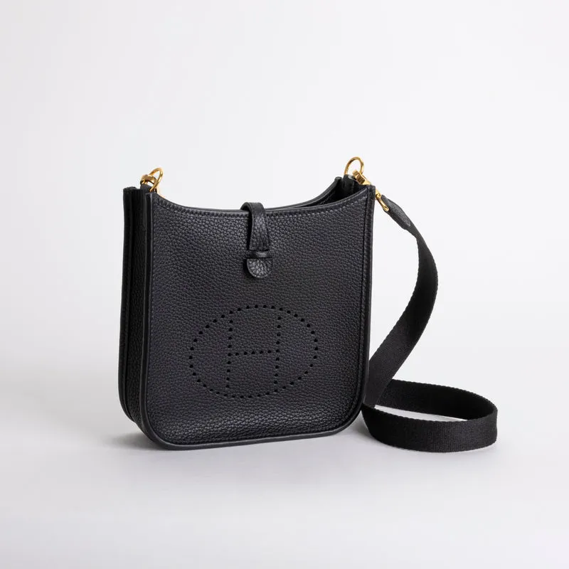 MINI EVELYNE (TPM) CLEMENCE LEATHER NOIR (BLACK) WITH GOLD HARDWARE (GHW) - 3