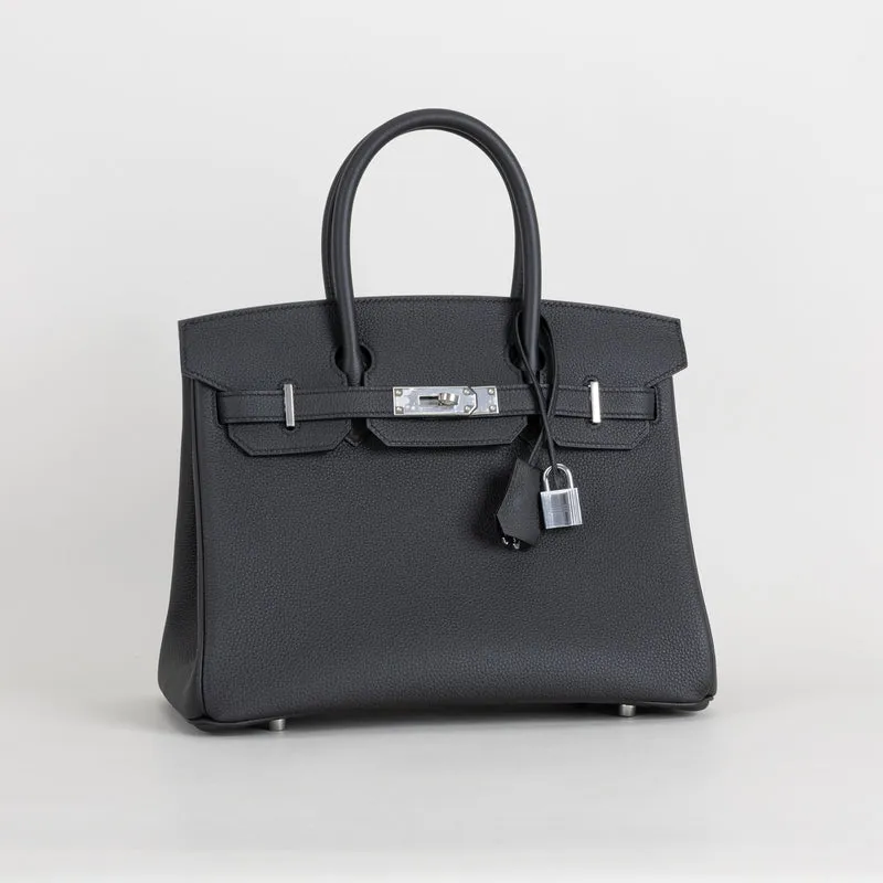 BIRKIN 30 TOGO LEATHER NOIR (BLACK) WITH PALLADIUM HARDWARE (PHW) - 2