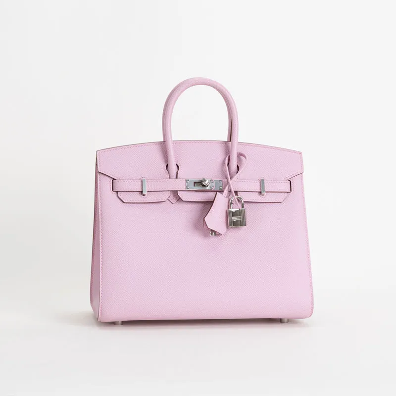 BIRKIN 25 EPSOM LEATHER (SELLIER SHAPE) MAUVE SYLVESTRE WITH PALLADIUM HARDWARE (PHW) - 2