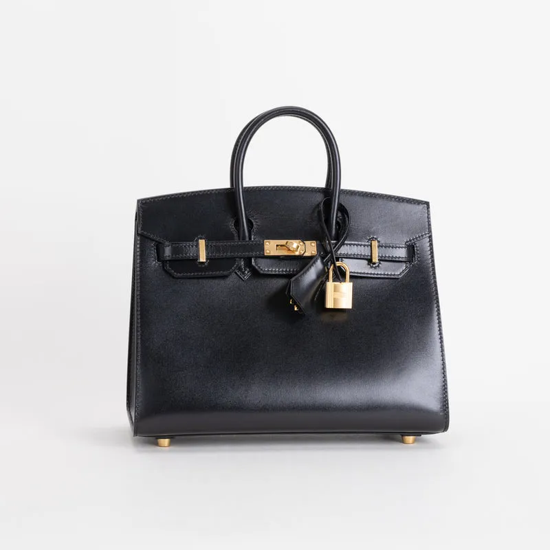 BIRKIN 25 (SELLIER SHAPE) BLACK BOX CALF LEATHER WITH GOLD HARDWARE (GHW) - 2