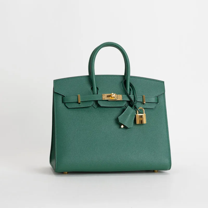 BIRKIN 25 EPSOM LEATHER (SELLIER SHAPE) VERT MOYEN WITH GOLD HARDWARE (GHW) - 2