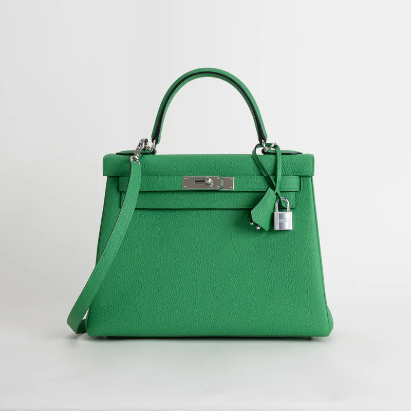 KELLY 28 TOGO LEATHER BAMBOO (GREEN) WITH PALLADIUM HARDWARE (PHW) - 1
