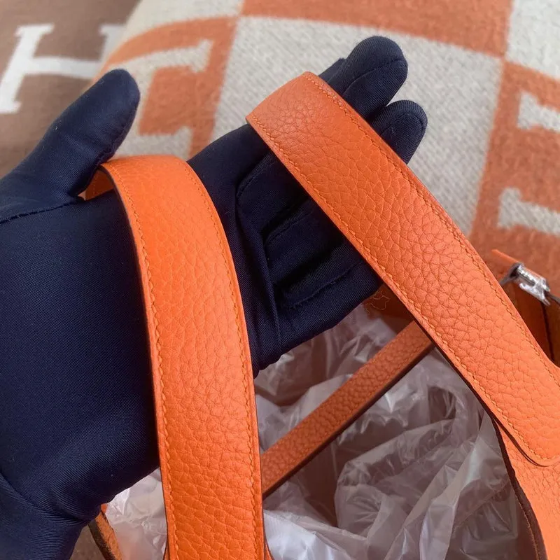 PICOTIN 18 LOCK CLEMENCE LEATHER ORANGE WITH PALLADIUM HARDWARE (PHW) - 4