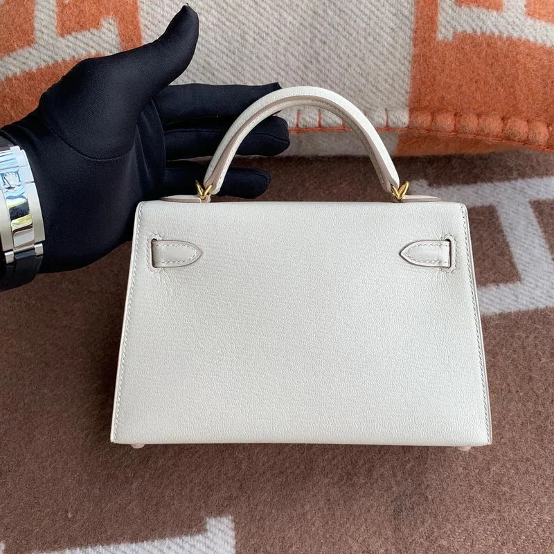 MINI KELLY II (20) CHEVRE LEATHER BLANC (WHITE) WITH GOLD HARDWARE (GHW) - 2