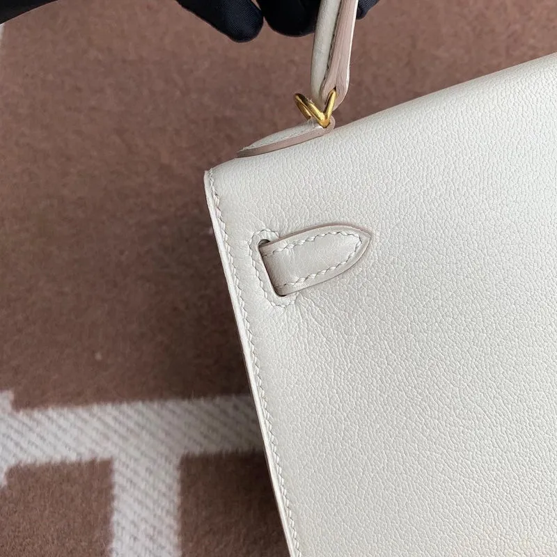 MINI KELLY II (20) CHEVRE LEATHER BLANC (WHITE) WITH GOLD HARDWARE (GHW) - 4