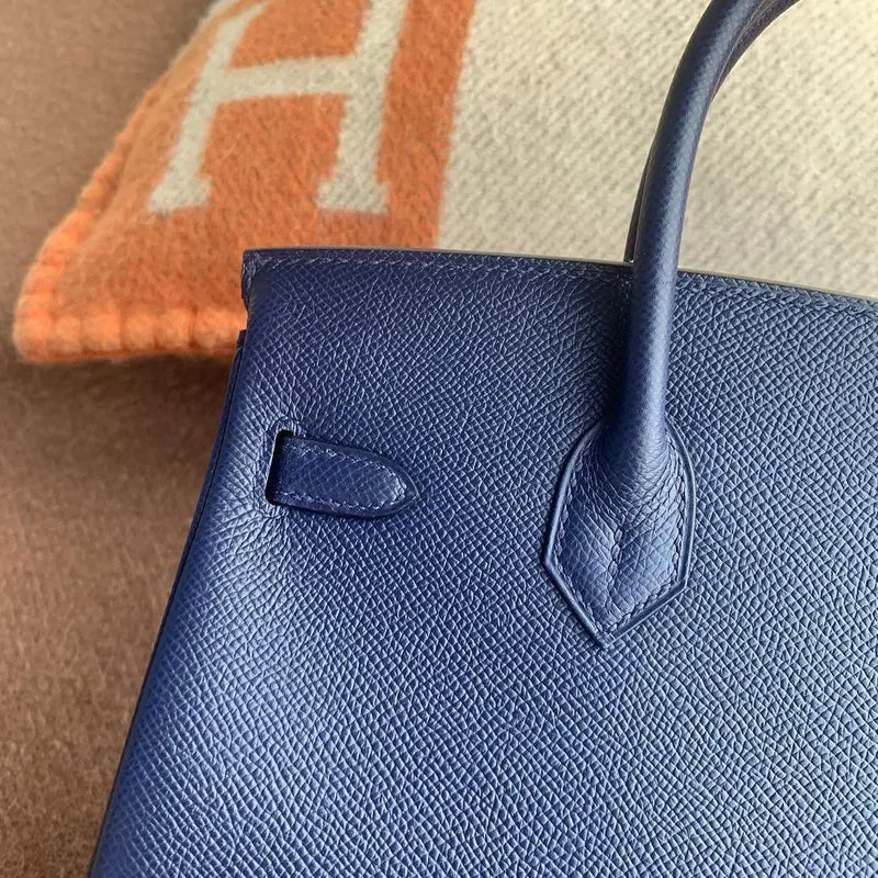 BIRKIN 25 EPSOM LEATHER BLUE SAPPHIRE WITH GOLD HARDWARE (GHW) - 4