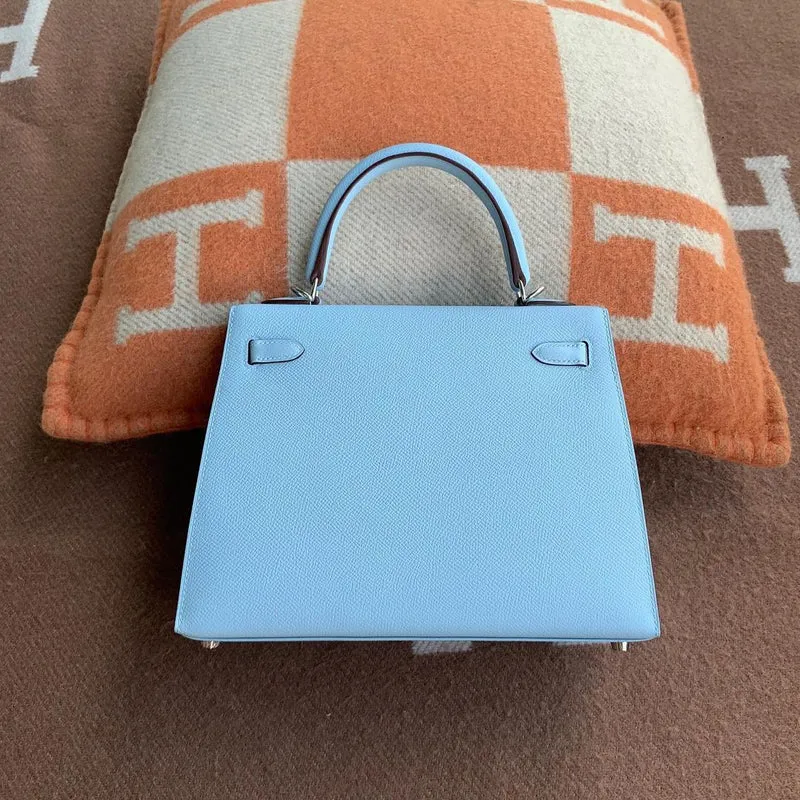 KELLY 25 EPSOM LEATHER HAAS BLEU BRUME WITH PALLADIUM HARDWARE (PHW) - 2