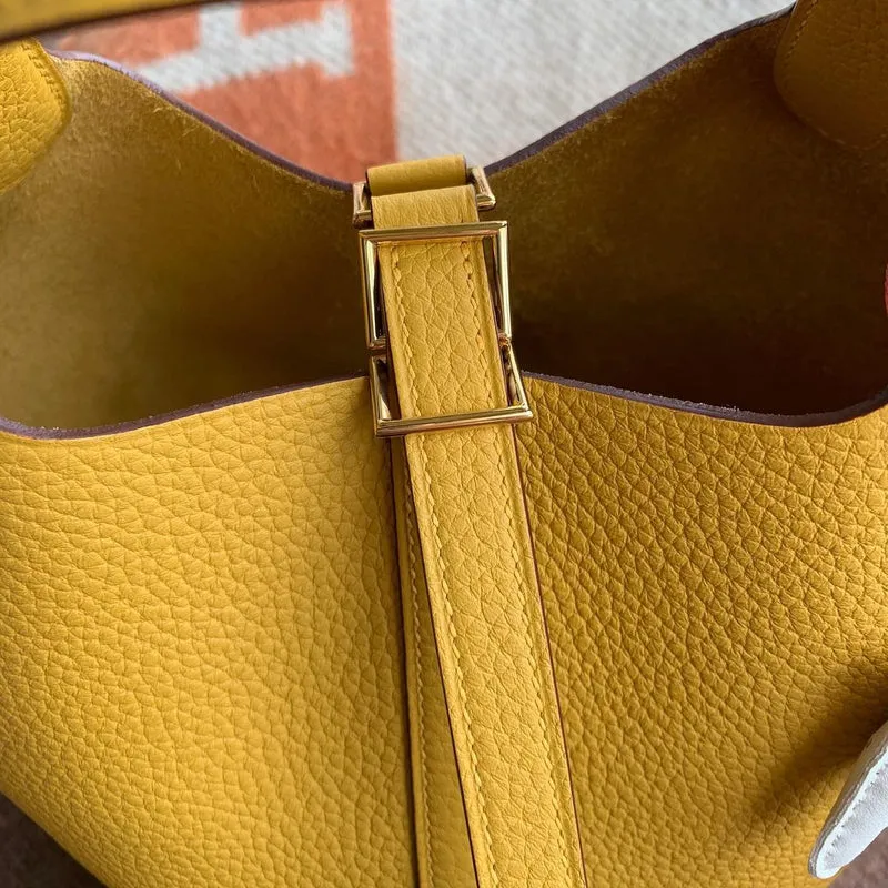 PICOTIN 18 LOCK CLEMENCE LEATHER JAUNE AMBER WITH GOLD HARDWARE (GHW) - 3