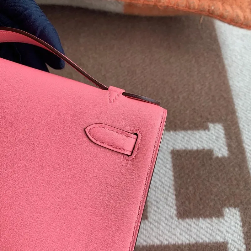 KELLY POCHETTE SWIFT LEATHER ROSE D'ETE WITH PALLADIUM HARDWARE (PHW) - 5
