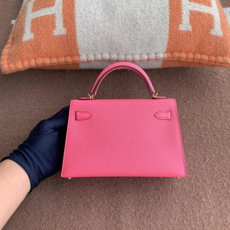 MINI KELLY II (20) EPSOM LEATHER ROSE AZALEE WITH GOLD HARDWARE (GHW) - 2