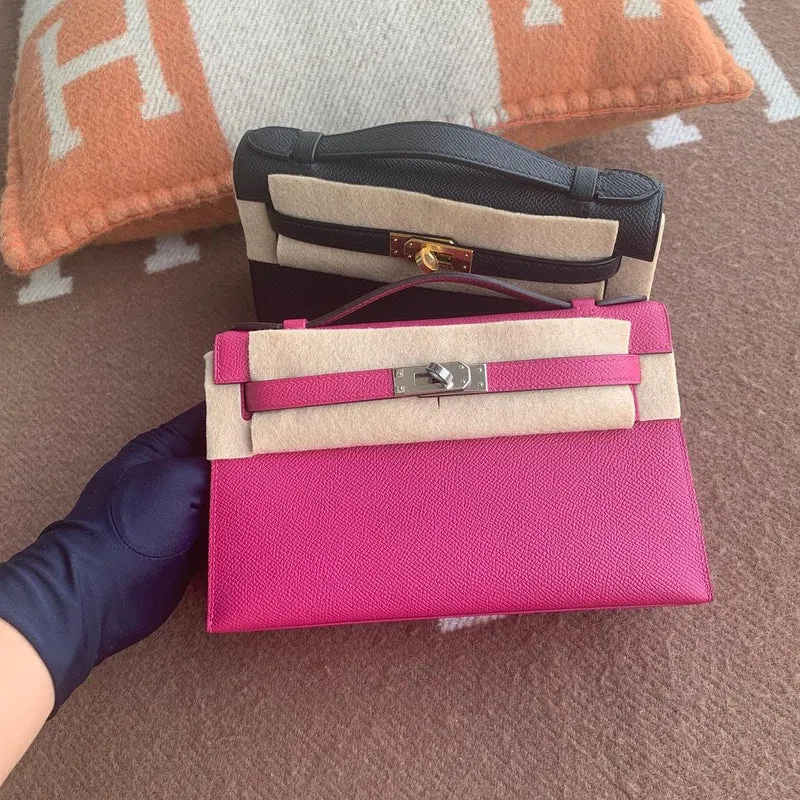 KELLY POCHETTE EPSOM LEATHER ROSE POURPRE WITH PALLADIUM HARDWARE (PHW) - 2