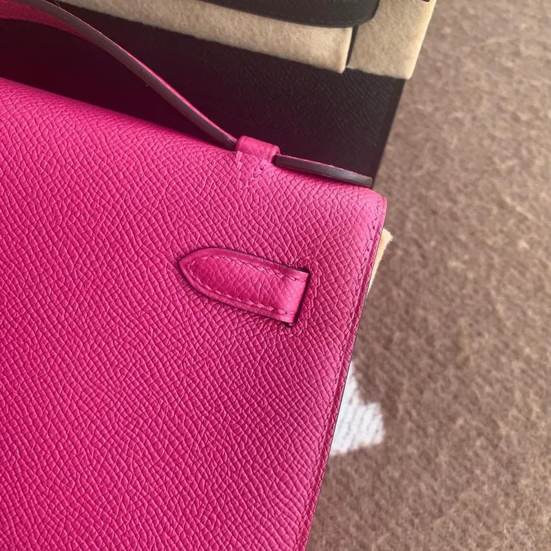 KELLY POCHETTE EPSOM LEATHER ROSE POURPRE WITH PALLADIUM HARDWARE (PHW) - 4