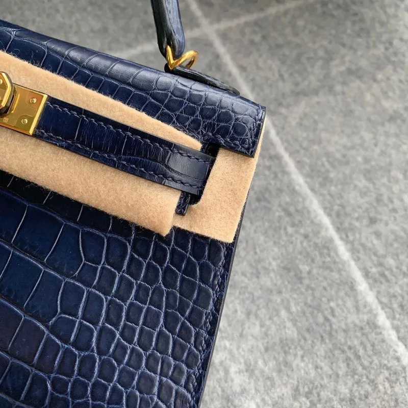 MINI KELLY II (20) MATTE MISSISSIPPIENSIS ALLIGATOR BLEU NUIT WITH GOLD HARDWARE (GHW) - 2