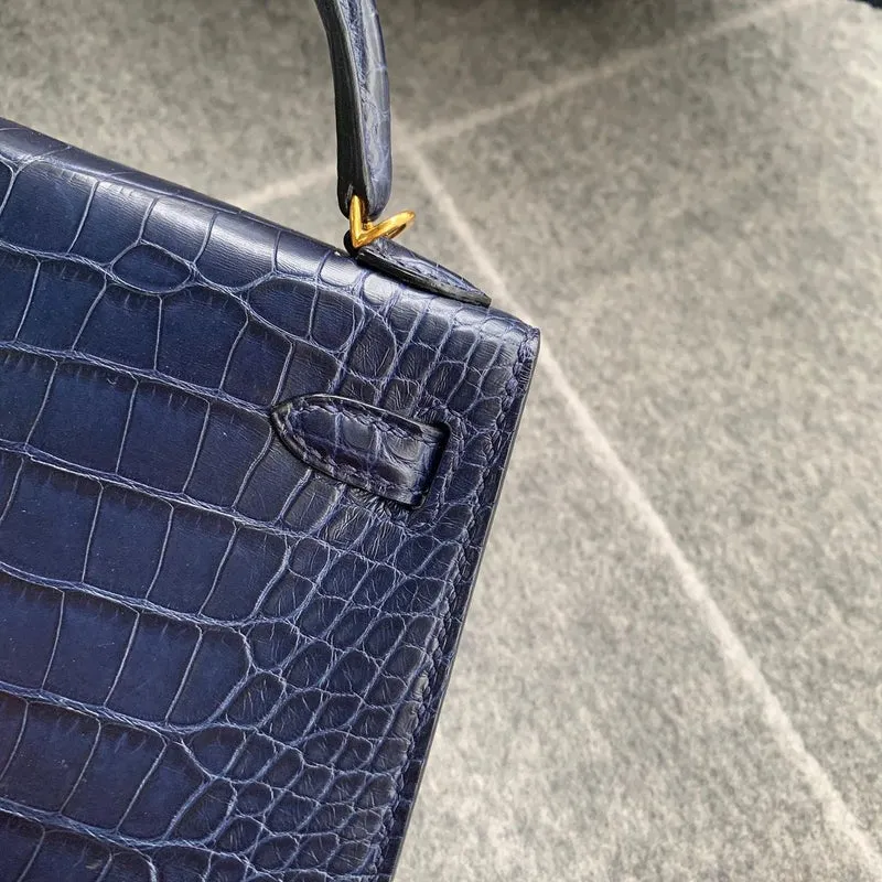 MINI KELLY II (20) MATTE MISSISSIPPIENSIS ALLIGATOR BLEU NUIT WITH GOLD HARDWARE (GHW) - 3