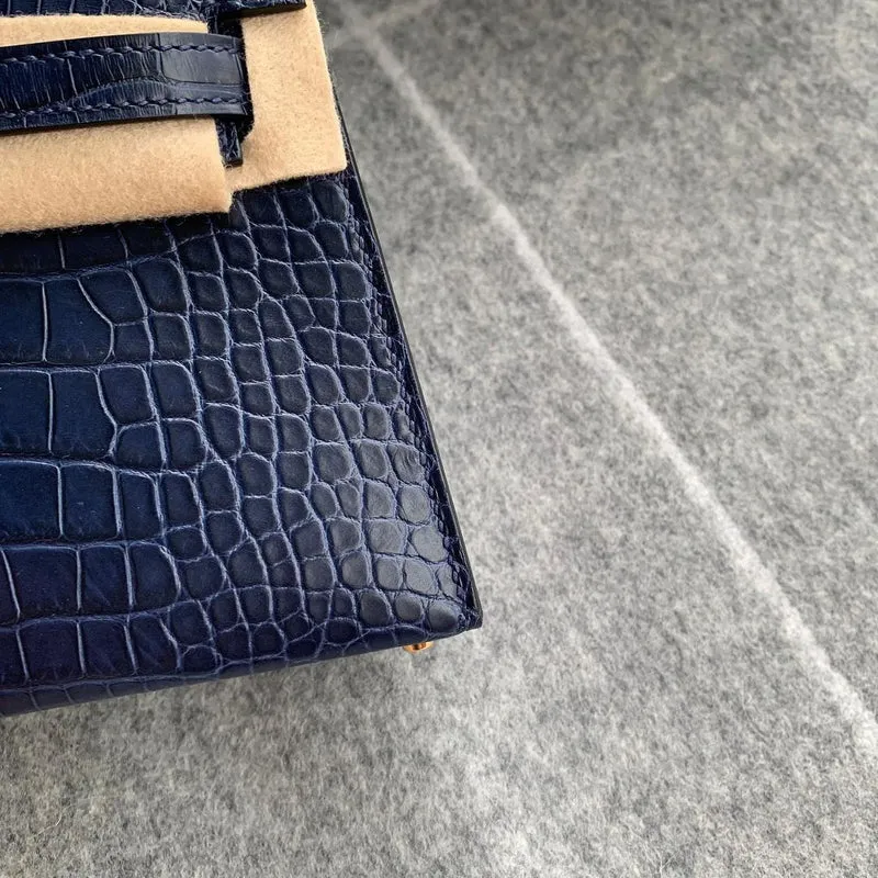 MINI KELLY II (20) MATTE MISSISSIPPIENSIS ALLIGATOR BLEU NUIT WITH GOLD HARDWARE (GHW) - 4