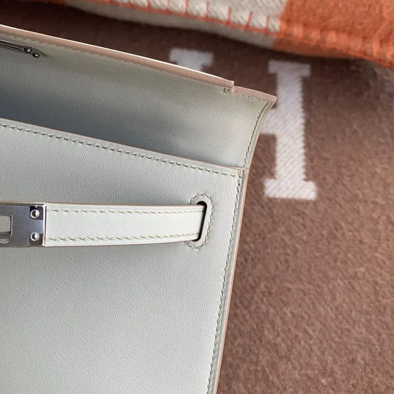 KELLY POCHETTE SWIFT LEATHER BETON WITH PALLADIUM HARDWARE (PHW) - 3