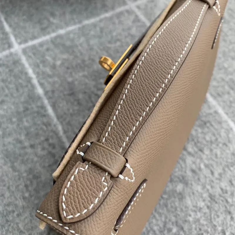 KELLY POCHETTE EPSOM LEATHER ETOUPE WITH GOLD HARDWARE (GHW) - 3
