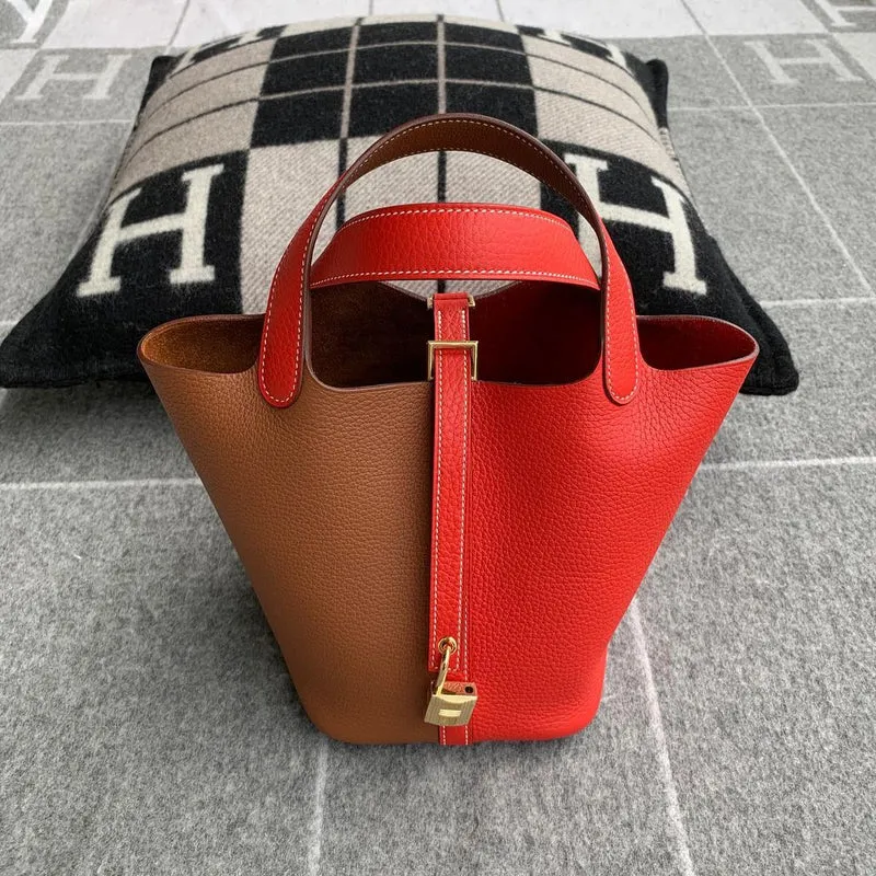 PICOTIN 18 LOCK CLEMENCE LEATHER BI-COLOR ROUGE DE COEUR & GOLD WITH GOLD HARDWARE (GHW) - 2