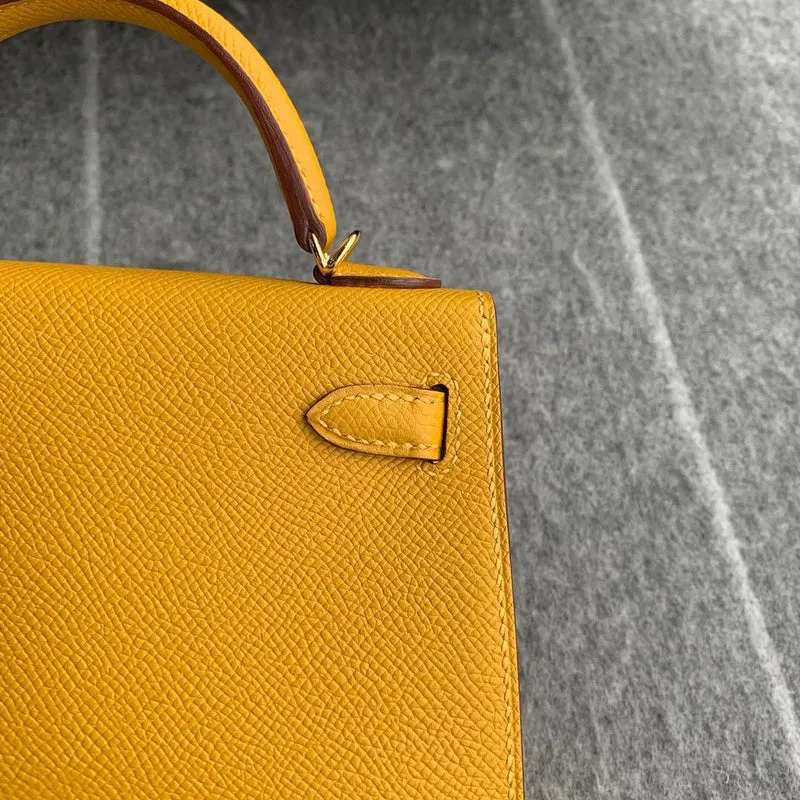 MINI KELLY II (20) EPSOM LEATHER JAUNE AMBRE WITH GOLD HARDWARE (GHW) - 5