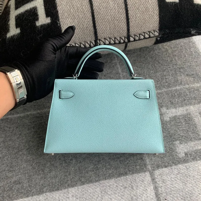 MINI KELLY II (20) EPSOM LEATHER BLEU BRUME WITH PALLADIUM HARDWARE (PHW) - 2