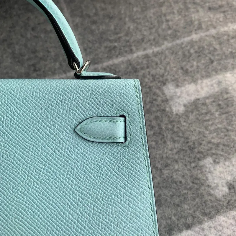 MINI KELLY II (20) EPSOM LEATHER BLEU BRUME WITH PALLADIUM HARDWARE (PHW) - 3