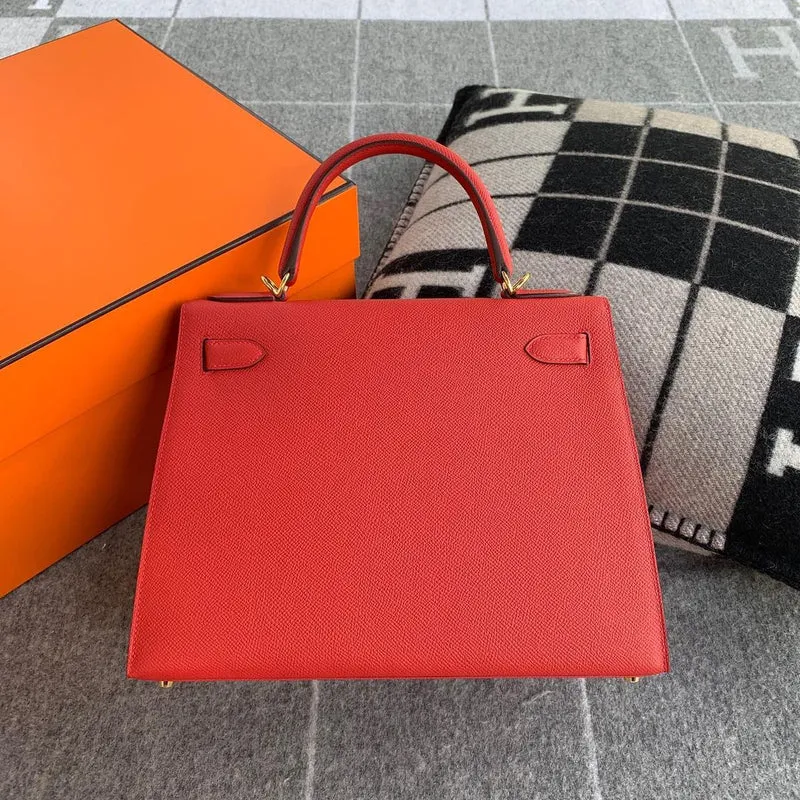 KELLY 28 EPSOM LEATHER ROUGE CASAQUE WITH GOLD HARDWARE (GHW) - 2
