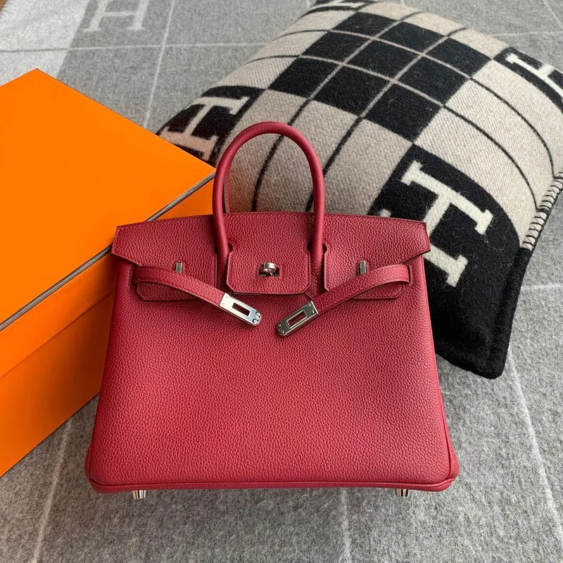 BIRKIN 25 TOGO LEATHER ROUGE GRENAT PALLADIUM HARDWARE (PHW) - 3