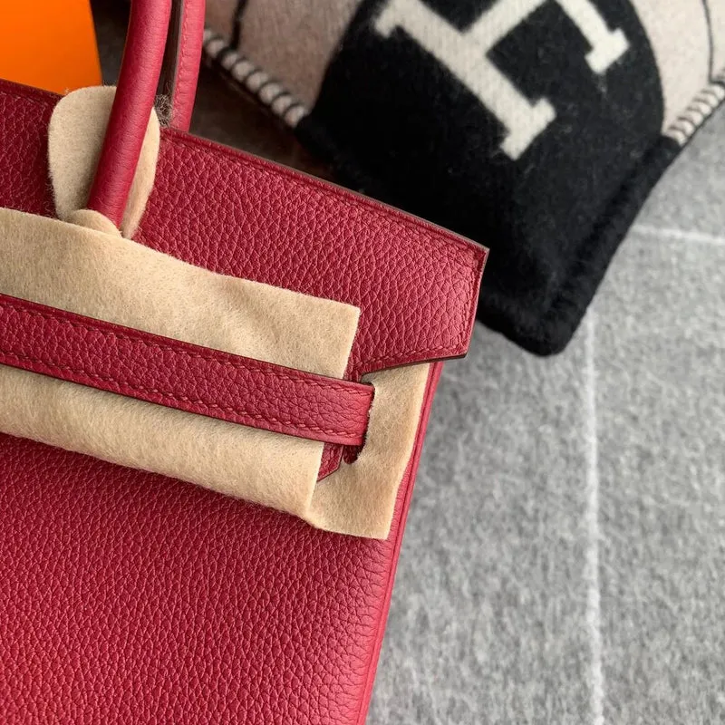 BIRKIN 25 TOGO LEATHER ROUGE GRENAT PALLADIUM HARDWARE (PHW) - 5