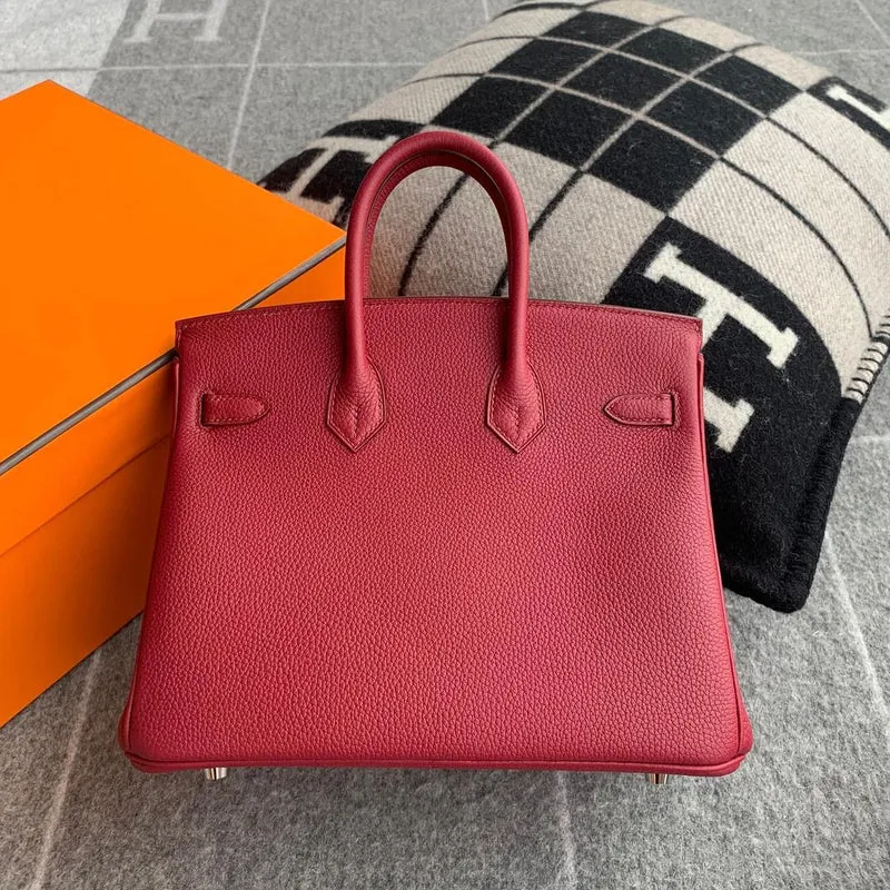 BIRKIN 25 TOGO LEATHER ROUGE GRENAT PALLADIUM HARDWARE (PHW) - 2