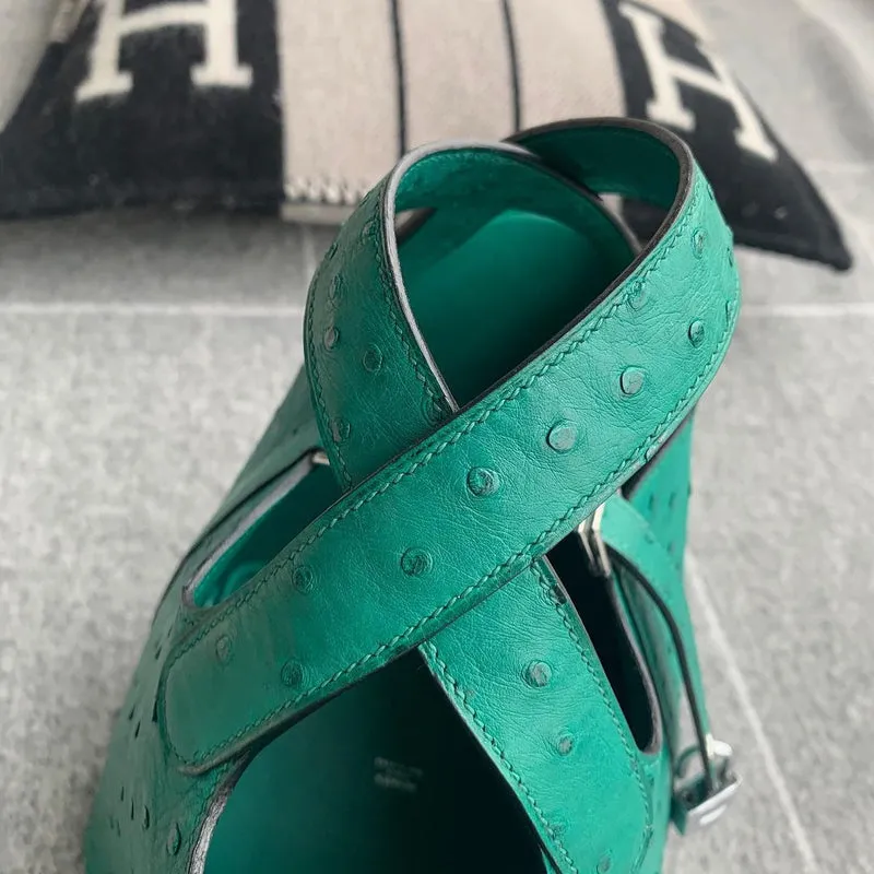 PICOTIN 18 LOCK OSTRICH LEATHER VERT VERTIGO WITH PALLADIUM HARDWARE (PHW) - 5