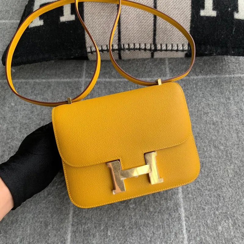 CONSTANCE 18 (MINI) EPSOM LEATHER JAUNE AMBRE WITH GOLD HARDWARE (GHW) - 3