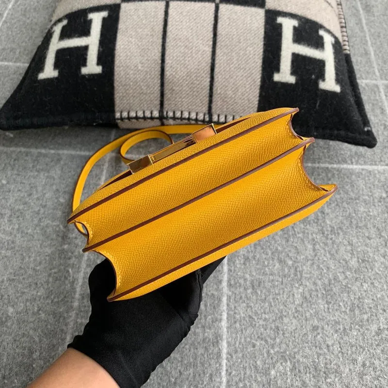 CONSTANCE 18 (MINI) EPSOM LEATHER JAUNE AMBRE WITH GOLD HARDWARE (GHW) - 4