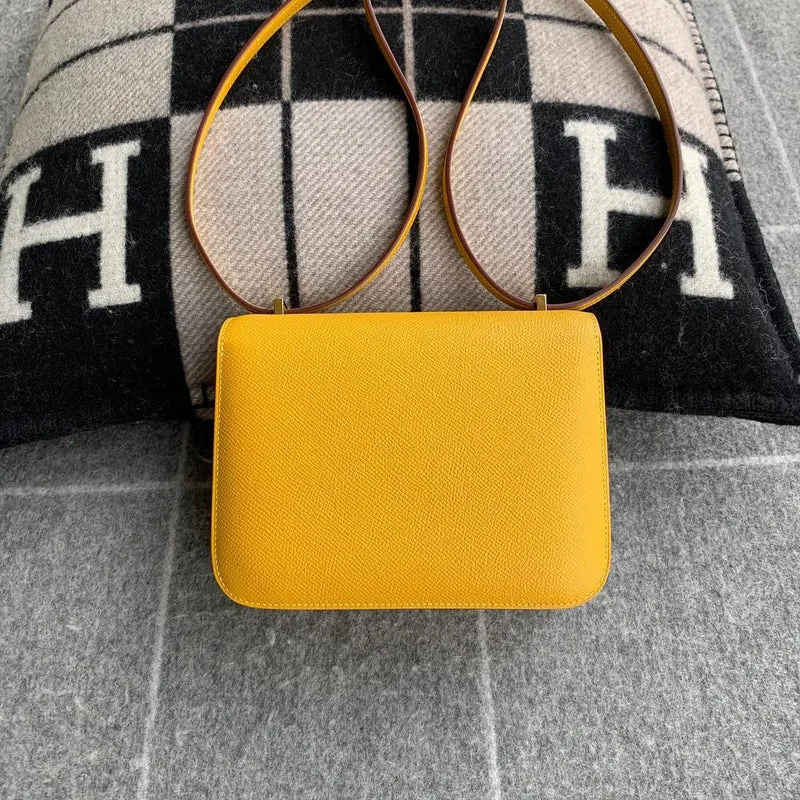 CONSTANCE 18 (MINI) EPSOM LEATHER JAUNE AMBRE WITH GOLD HARDWARE (GHW) - 2