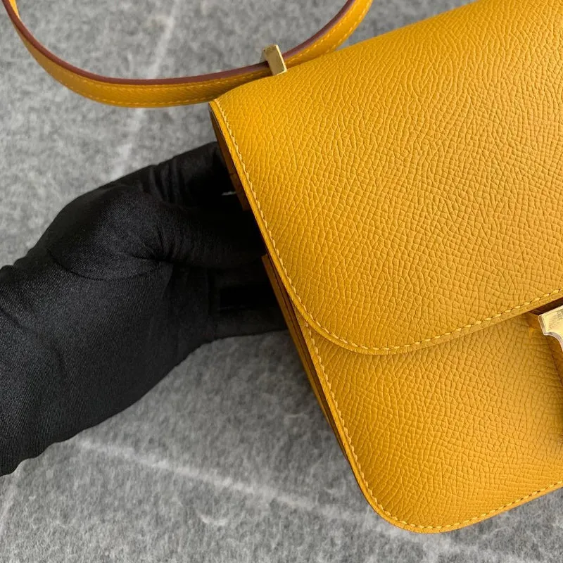 CONSTANCE 18 (MINI) EPSOM LEATHER JAUNE AMBRE WITH GOLD HARDWARE (GHW) - 5