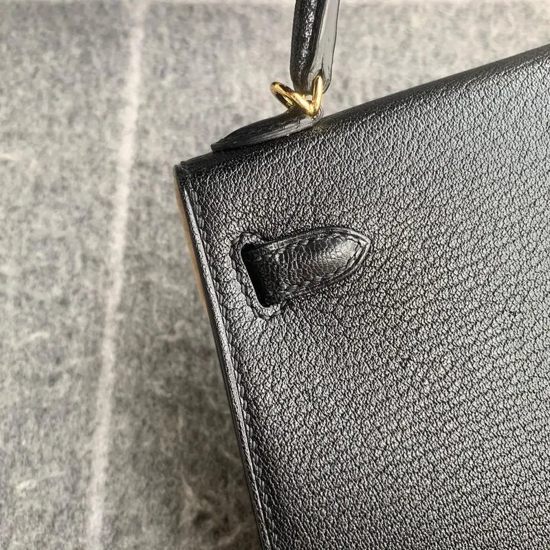 MINI KELLY II (20) CHEVRE LEATHER NOIR (BLACK) WITH GOLD HARDWARE (GHW) - 3